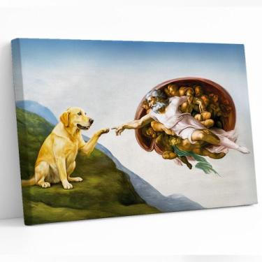 Imagem de Quadro decorativo Cachorro Criação de Adão  Releitura Divertida da Obr