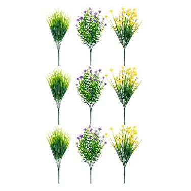 Imagem de ZAWELIYO Flores Artificiais Natural Realista Plástico Durável para Casa Escritório Janela Jardim 9 Cachos Cores Brilhantes Inodoro para Varanda Frontal Passarela Cozinha Sala de Estar