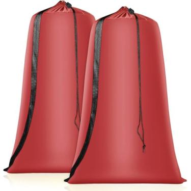 Imagem de Saco de roupa resistente pacote com 2 sacos de roupa de nylon GG com alças, organizador de roupas sujas grande lavável com fecho de cordão, saco de lavagem de viagem cabe em um cesto de roupa suja ou