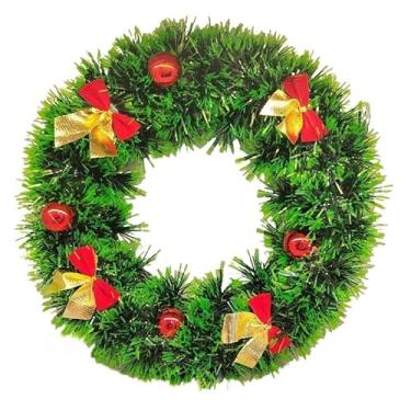 Imagem de Guirlanda Verde 30Cm Para Porta Com Sinos Ou Bola Ou Laço Enfeite De Natal Decoração Natalina(Com Bola E Laços)