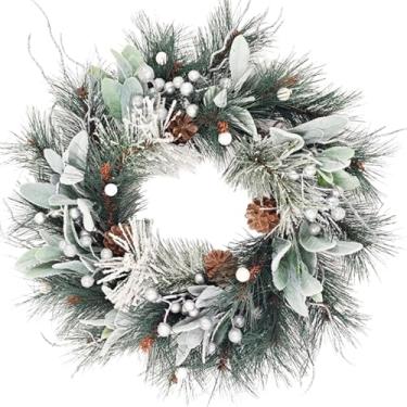 Imagem de Coroa de Natal,Decoração Para Feriados - Guirlanda De Natal Invernal Com Pinhas | Para Varanda Centro De Mesa Festa Reunião Interior Exterior Casa De Campo Armário Janela Da Cozinha