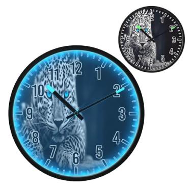 Imagem de Relógio de parede LED que brilha no escuro e ativado por voz, silencioso design de chita de olhos azuis de 30,5 cm, operado por bateria para decoração de quarto e sala de estar (169)