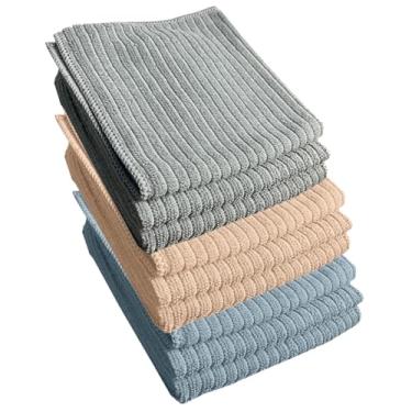 Imagem de Kit 6 Pano Copa Pia Cozinha Microfibra Absorve 40X48 Pra Vr (JG1 CINZA BEGE AZUL Liso - Limpeza Microfibra Colorido)