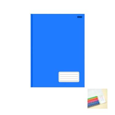 Imagem de Kit Caderno Brochurão Capa Dura 96 Folhas KBOM + Caneta Esferográfica 0.7mm Pote com 24 Unidades Sortidas