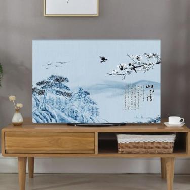 Imagem de Capa de TV para TV à prova de poeira à prova de sol interna, decoração de arte LED LCD televisão, protetor de computador, proteção contra arranhões, lavável na máquina, tipo sala de estar 03||55