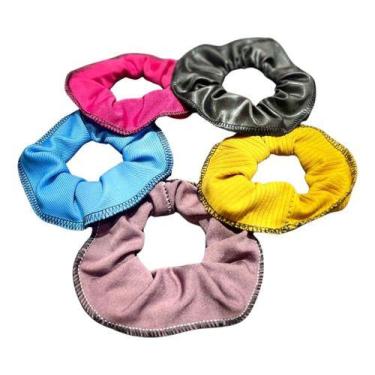 Imagem de kit com 5 Scrunchie, xuxinha, elástico de cabelo, rabicó, frufru para 