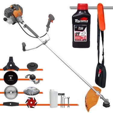 Imagem de Roçadeira Multifuncional Tekna RL520P À Gasolina 2T 52cc 2HP de Potência Alta Rotação Com Carretel de Nylon + Kit 7 Lâminas Extras + ÓLEO TOYAMA