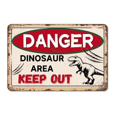 Imagem de Placa Dinossauro, 30x20cm Decoração de Parede de Dinossauro Retrô em Metal Acessório Decorativo Divertido em Metal Vintage Ideal para Quarto Sala Estar e Quarto Infantil