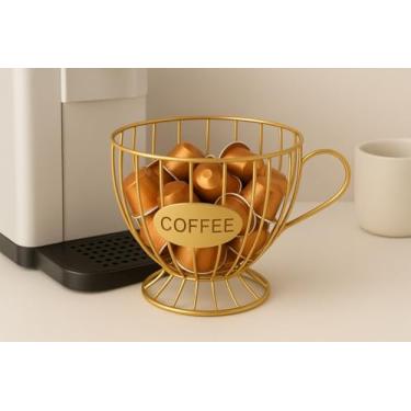 Imagem de Porta-cápsulas de café estiloso de grande capacidade, cápsula de café, café expresso, xícara de cozinha, organizador para cafeteria e hotel - dourado ou Preto (Dourado)