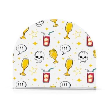Imagem de Wassud Porta-guardanapos de acrílico Cartoon Skulls Cheers, dispensador de guardanapos de papel moderno em forma de U para mesa, cozinha, sala de jantar, bancada 1 peça (comporta 50-60 guardanapos)