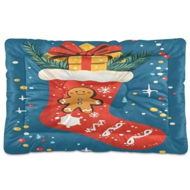 Imagem de Wassud Meia de Natal para camas de cachorro tapete lavável para animais de estimação para cães e gatos, almofada de cama de viagem antiderrapante, almofada de canil para ambientes internos e externos