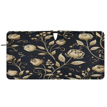 Imagem de CEBUGI Para-brisa de carro dobrável para-sol vintage floral para janela de carro guarda-chuva para-brisa frontal para-sol para acessórios de carro legal bloqueador solar refletivo de carro, P