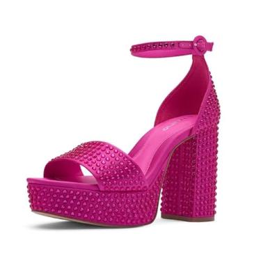 Imagem de D'Amelio Brands Mayvinaa Sandália plataforma, Ultra rosa com hot fix, 38