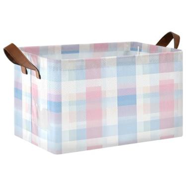 Imagem de CEBUGI Tabuleiro de xadrez colorido grande à prova d'água dobrável caixa de armazenamento de tecido de lona aberta caixa de cubo com moldura de ferro