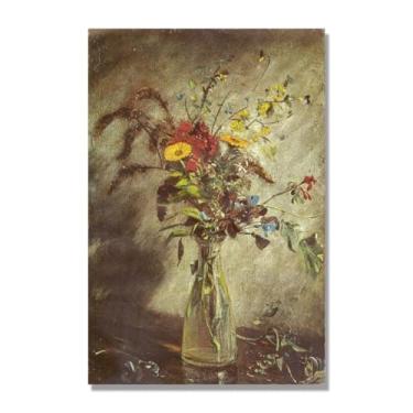 Imagem de NHLDZYH John Constable pintura de paisagem romântica famosa impressão de arte em tela pintura de paisagem inglesa decoração de parede para sala de estar. (Flores em um vaso de vidro). 70 x 105 cm