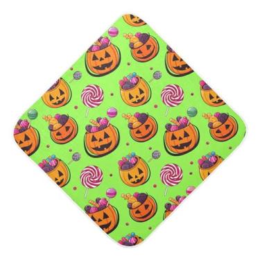 Imagem de Burbuja Abóboras com Doces de Halloween Toalha de Banho para Bebês - Toalha de Algodão Musselina Absorvente Macio com Capuz para Recém-nascidos Bebês, 89 x 89 cm