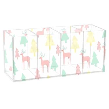 Imagem de Burbuja Porta-canetas de acrílico para árvore de inverno, 4 compartimentos, suporte de lápis transparente para pincéis de maquiagem, acessórios de mesa de escritório em casa