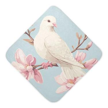 Imagem de Burbuja Toalha de banho de bebê Dove Pink Magnolia Flowers - Toalha com capuz de musselina macia e absorvente para recém-nascido, 76 x 76 cm