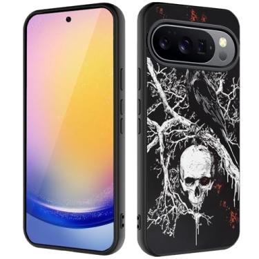 Imagem de Capa para Google Pixel 10/Pixel 10 Pro, capa ultrafina de silicone líquido antiderrapante elegante, adequada para Pixel 10/10 Pro de 6,3 polegadas, caveira de corvo