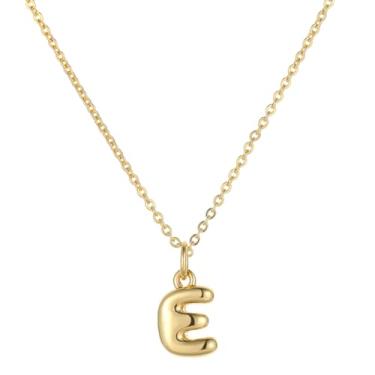Imagem de TASBERN Colar com inicial bolha para mulheres, minúsculo, banhado a ouro 18K, alfabeto A-Z, minimalista, joia delicada, presente de aniversário para ela, Banhado a ouro, Sem Pedra Preciosa