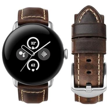 Imagem de Apawband Pulseira de couro compatível com Google Pixel Watch 4/3 de 45 mm, pulseira masculina de couro macio de 4/3/2/1 de 41 mm
