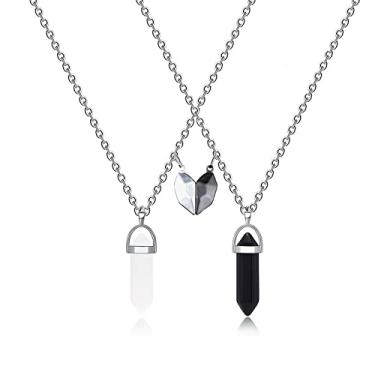 Imagem de Colar para 2 pingentes de cristal para melhor amigo, colar combinando com pingente de amizade, presente para casais, One Size, Metal, Sem Pedra Preciosa