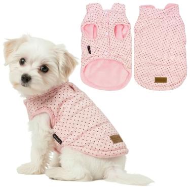 Imagem de Parisian Pet Jaqueta rosa para cães de inverno à prova de vento, colete de lã macia, design de bolinhas para cães médios