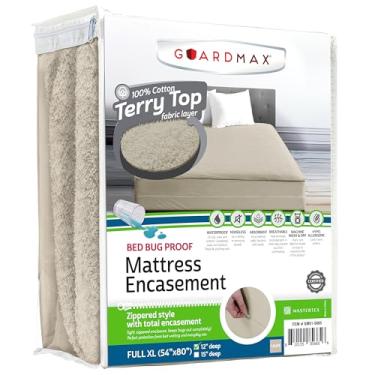 Imagem de Guardmax Revestimento de colchão com zíper de algodão felpudo - tamanho GG completo - 100% à prova d'água e protetor de colchão à prova de percevejos - capa de colchão absorvente de seis lados