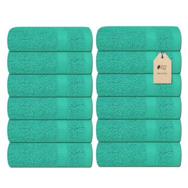 Imagem de Green Wind Sellers Panos de lavagem macios - pacote com 12 panos de pelúcia e algodão absorvente para rosto, corpo e bebê - Conjunto de panos de lavagem de secagem rápida multiuso 33 x 33 cm (verde