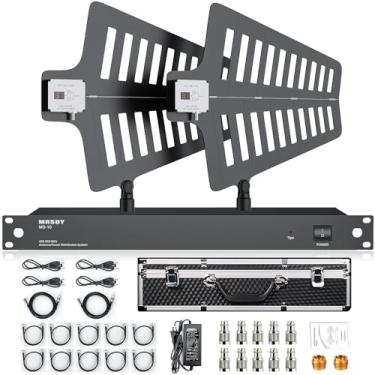 Imagem de MRSDY Sistema De Distribuição Antena Sem Fio Uhf Md-10, Amplificador Sinal Microfone, Ajuste Ganho Por Pás Ativas, 8 Saídas + 2 Portas Em Cascata, Cobre A Faixa Frequência 400-950 Mhz