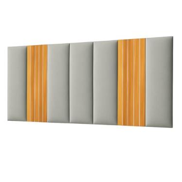 Imagem de Kit Placas Cabeceira Estofada com Ripado Modular Para Cama Box 45x20 Suede(CINZA CLARO,CAMA CASAL PADRÃO)