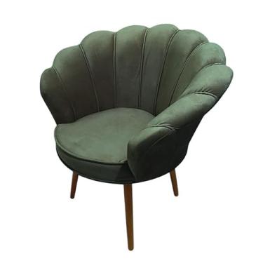 Imagem de Poltrona Decorativa Pétala Luxo em Tecido Veludo com Pés Palito para Sala Quarto e Recepção - Conforto e Sofisticação (Verde)