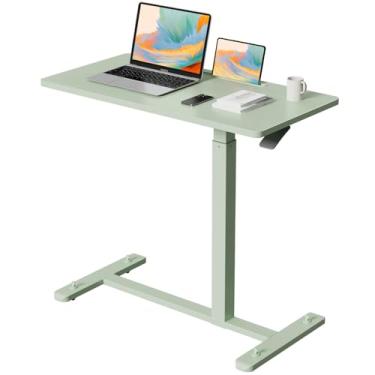 Imagem de Gibbon Mounts Mesa de pé móvel, pneumática ajustável com rodinhas (81,5 cm), mesa portátil para laptop com rodas, mesa de cabeceira sobrecama, mesa de laptop para sofá, casa, escritório, verde sálvia