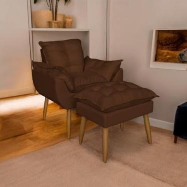 Imagem de Kit Poltrona Amamentação com Puff Pés Palito - Conforto e Modernidade para Sala e Quarto (Terracota)