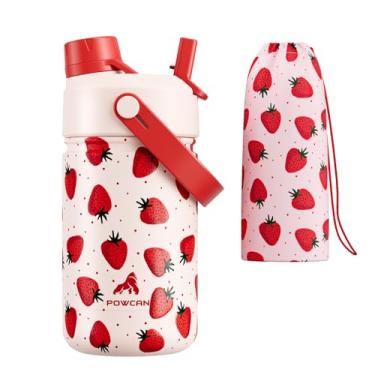 Imagem de Garrafa de água de metal infantil de 340 g: tampa de bico de canudo 2 em 1, à prova de derramamentos, fácil de limpar, mantém frio 24H, compatível com mochilas, copo de aço inoxidável sem BPA para