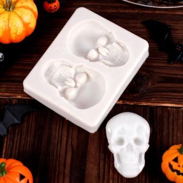 Imagem de 1 peça criativa cabeça de esqueleto caveira molde de decoração de bolo de silicone moldes de chocolate doces ferramentas DIY