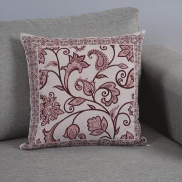 Imagem de Capa para Almofada Grécia 45cm x 45cm Tecido Jacquard com Zíper (Vinho)