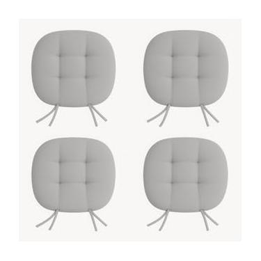 Imagem de Kit de Assentos De Cadeira Futon 40x40 - Liso Redondo Oxford Macio e Confortável com Amarração (Cinza,4)
