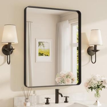 Imagem de TETOTE Espelho de vaidade preto 71 x 91 cm para banheiro sobre a pia espelho emoldurado de metal moderno casa de fazenda para entrada da sala de estar (horizontal/vertical)