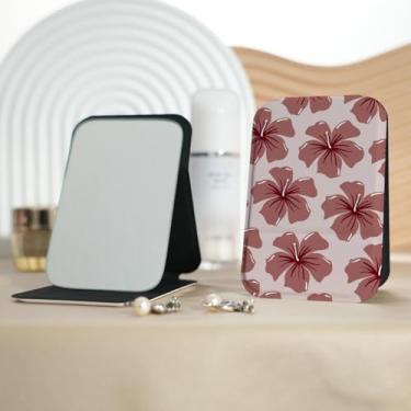 Imagem de Espelho de maquiagem portátil série floral de pintura a óleo, mini espelho de maquiagem portátil dobrável, espelho de contorno quadrado portátil vertical, adequado para todos em várias ocasiões