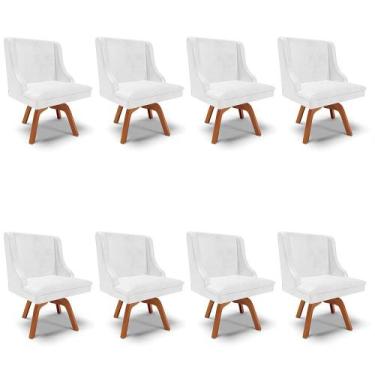 Imagem de Kit 08 Cadeiras de Jantar Liz Corano Branco Base Giratória Madeira MM3