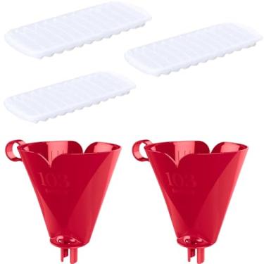 Imagem de Conjunto de 2 Suporte para Filtro de Café 103 Vermelho + 3 Forma de Gelo em Cubos Plastica Branca