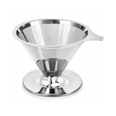 Imagem de Coador de Café 103 Filtro Inox Reutilizável Fácil de Usar e Limpar, Preserva o Sabor Natural do Café, Peneira de Aço Durável e Sustentável, Sem Uso de Papel, Econômico e Ecológico Premium