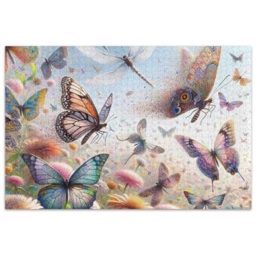 Imagem de Quebra-cabeça de borboletas e libélulas, 500 peças, brinquedo de arte para adultos para a família, quebra-cabeças difíceis, divertidos e bobos