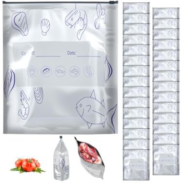 Imagem de Saco de armazenamento selável de folha de alumínio reutilizável, 30 peças, sacos de vedação de frescor espessa à prova de vazamento com zíper, 3 tamanhos de sacos de congelador de armazenamento de