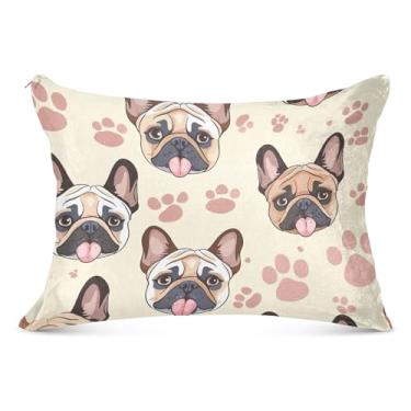 Imagem de Capa de travesseiro grande decorativa com zíper grande de buldogue de desenho animado fofo para o corpo fronha padrão queen king capa de travesseiro grande sonolento, tamanho do corpo, 53 cm x 137 cm