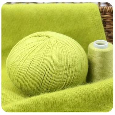Imagem de 1 bola de caxemira mongol tricotado à mão com 50 g de novelo de lã (verde neon)