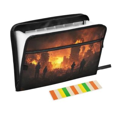 Imagem de Soldiers Firelit Rubble Documents Organizer Folio 13 bolsos pasta sanfonada com zíper e etiquetas porta-documentos de viagem