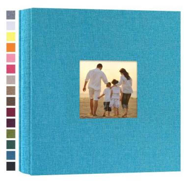 Imagem de Álbum de fotos potricher Small 4x6 200 fotos Linen Cover Blue