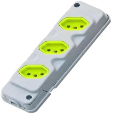 Imagem de Tomada Barra Tripla 10A/20A Régua Para Extensão 2P+T - Fiolux, Cinza